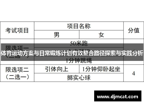 体育运动方案与日常锻炼计划有效整合路径探索与实践分析